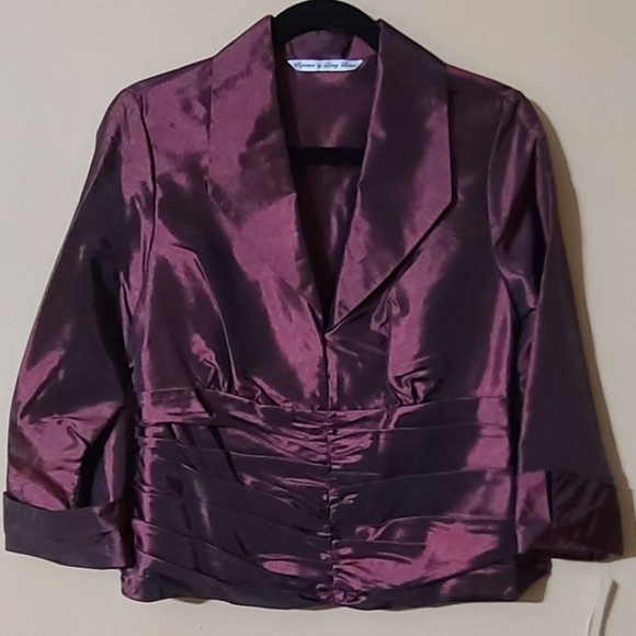 Signature by Larry Levine Formal Blouse Top Burgundy Size Medium NWT - Picture 3 of 11